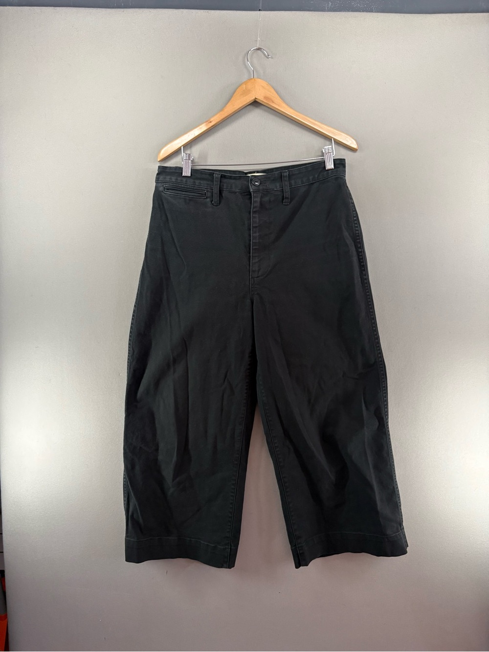 Madewell Women Emmett Wide Leg Crop Pants Black Size 30